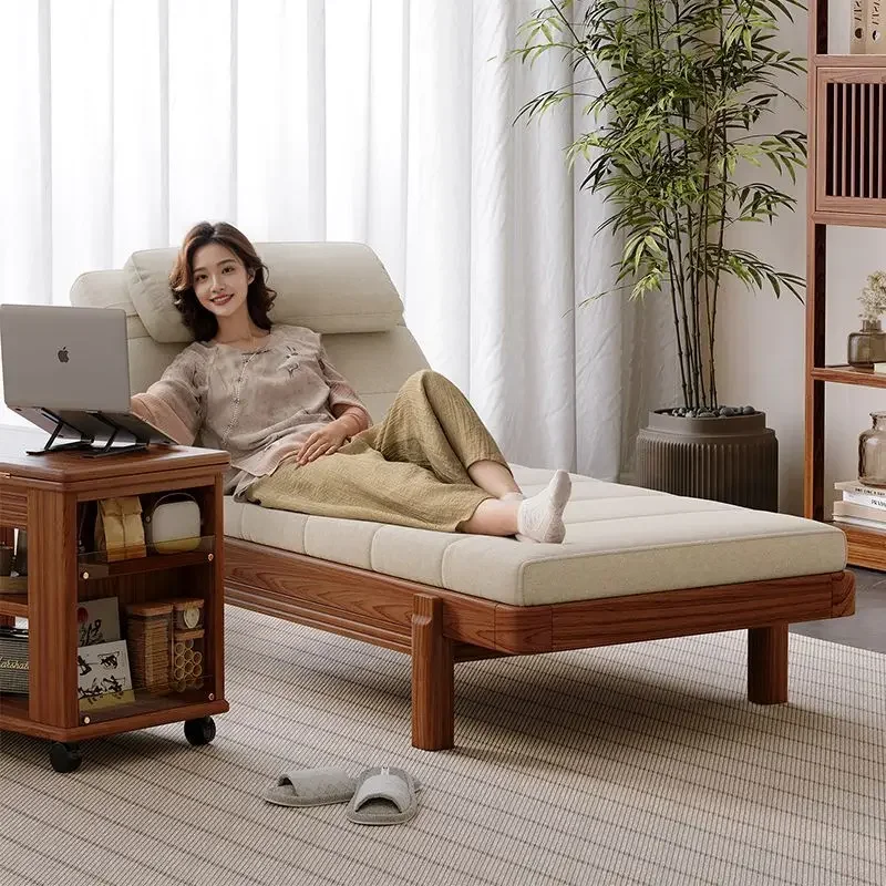 Concubine chair Solid wood New Chinese ash wood Concubine couch Single bed Rest Lunch break Arhat bed Living room Sofa chair