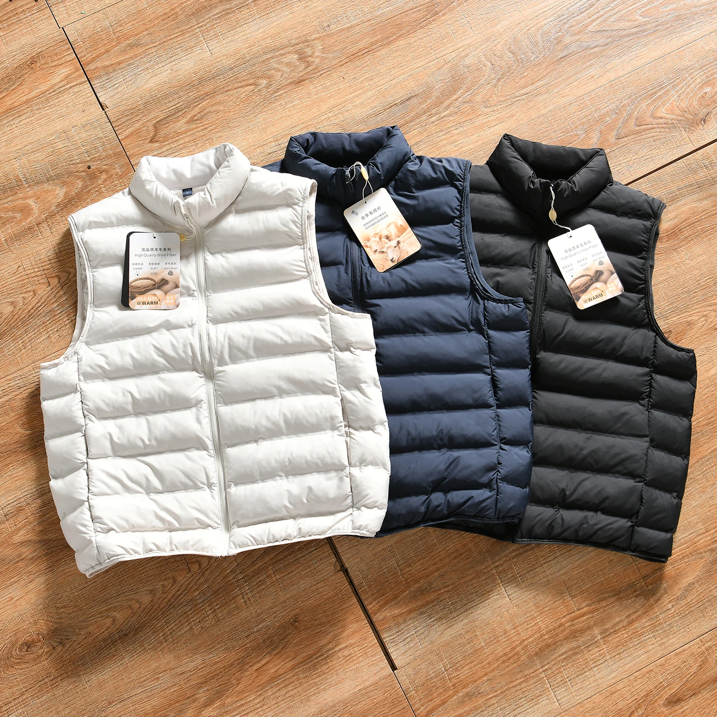 Japanese Style Woolen Vest Men's Stand Collar Inner And Outer Wear Thermal Insulation Heat Collection Polyester Fiber City Co...