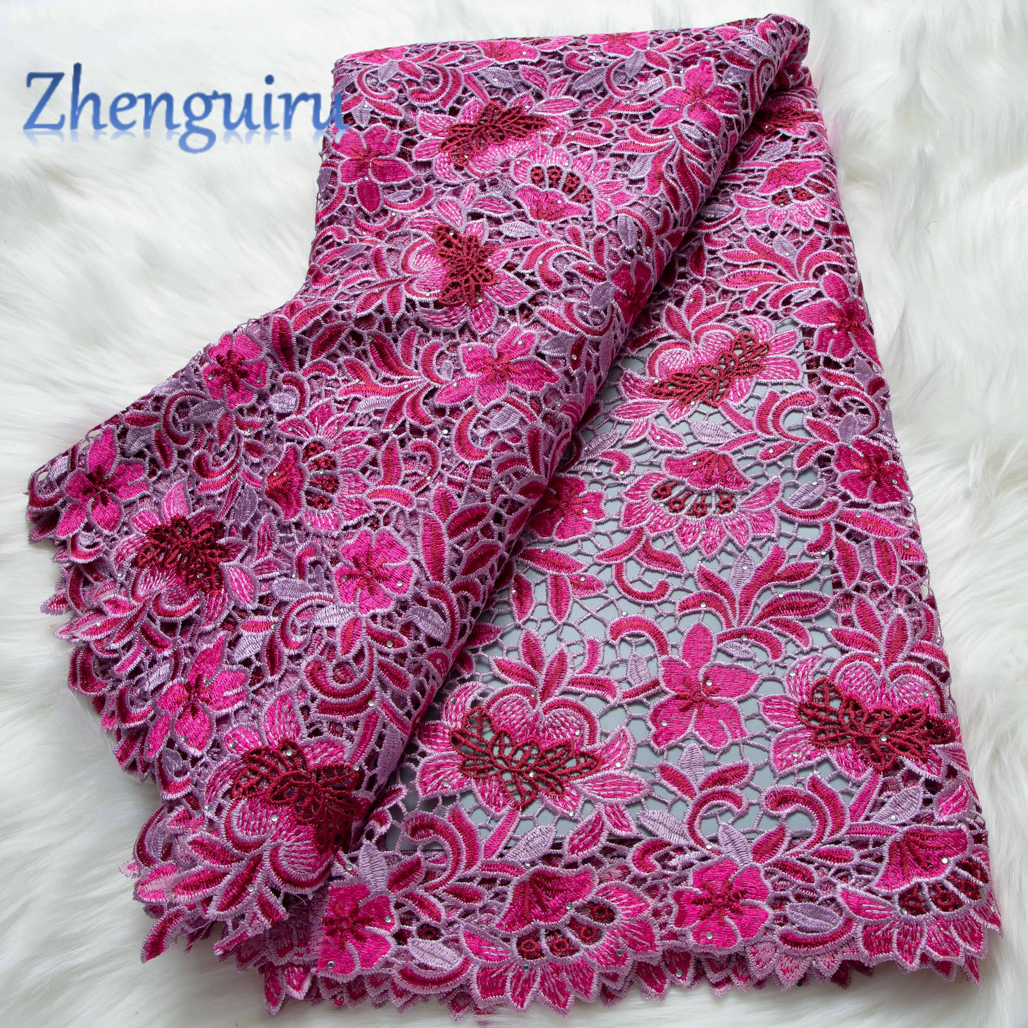 

Latest Nigerian Water Soluble Lace Sequins Fabrics 2026 High Quality Elegant African Cord Guipure Lace Fabric for Wedding Dress
