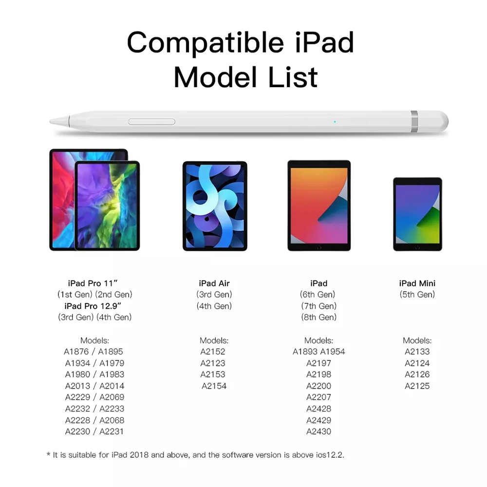 아이패드 스타일러스 펜, 애플 아이패드 드로잉 스타일러스 펜슬, 태블릿 펜슬, 팜 리젝션 틸트 펜, 아이패드 에어 4 5 프로 11, 12.9 미니 6