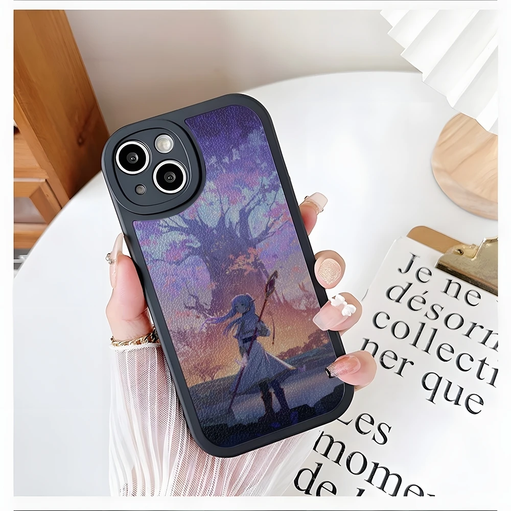 Amine Frieren 4 Fern Stark Phone Case For IPhone 15 14 13 11 12 Pro Max Mini X XR XS 8 Plus Cool Mini 2024 Lambskin Silicone She