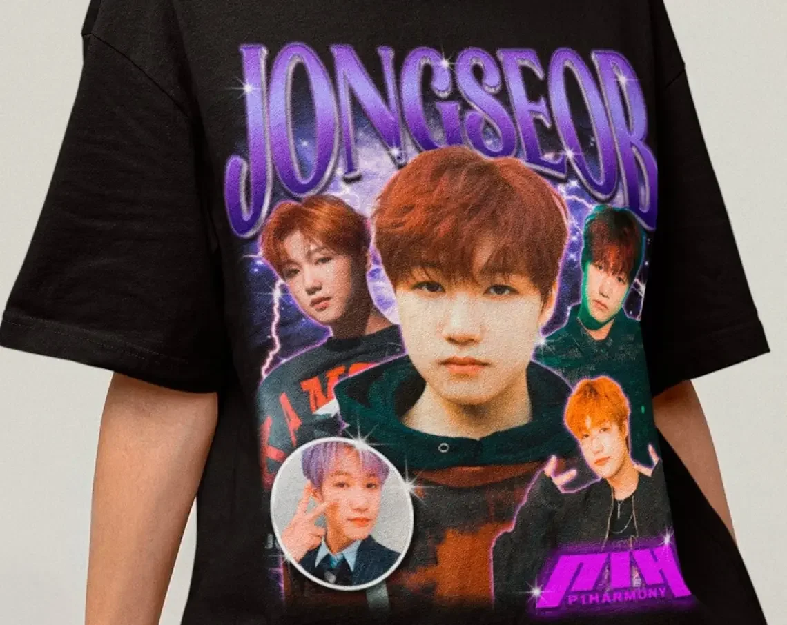 P1Harmony Jongseob Retro Bootleg Tee  T-shirt   Merch  Gift for her or him - P1Harmony Retro 90s Shirt