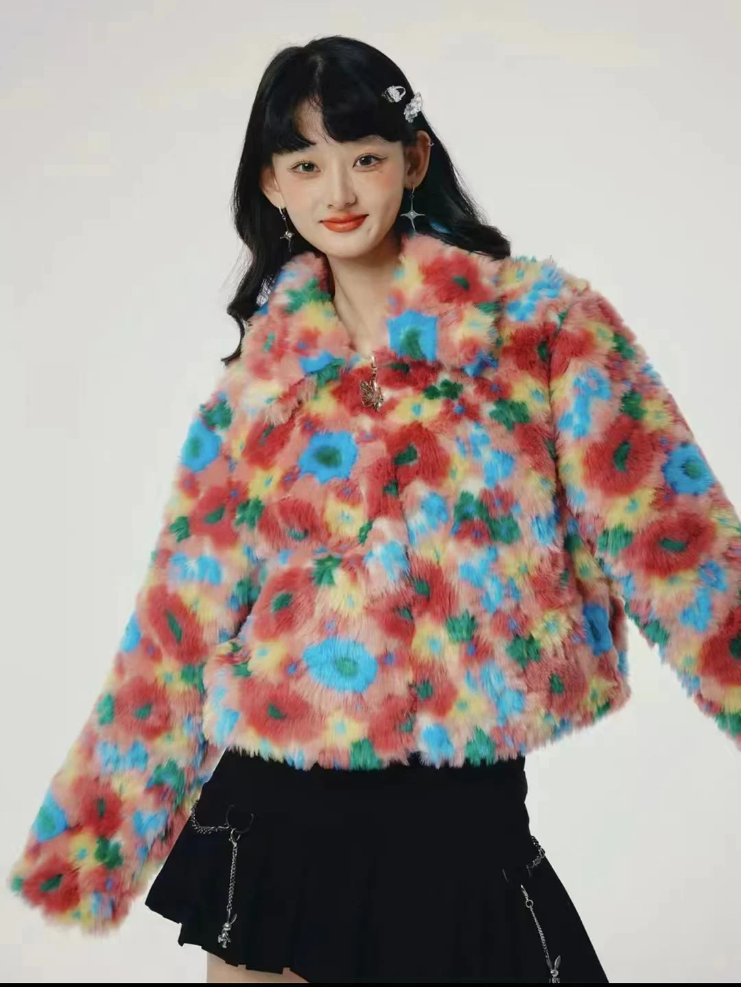 Winter New Style Flowers Plush Fabric Clothing Flowers Design Sense Vest Environmental Protection Fur Vest Sofa DIY Home Fabric - view 5