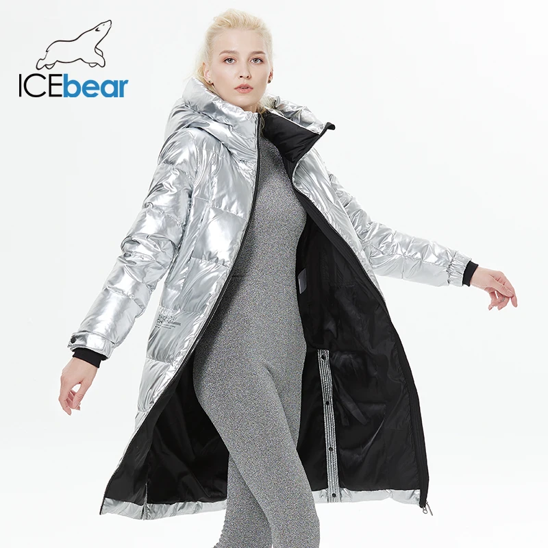 ICEbear-jaqueta alongada para mulheres, casaco alongado, parkas longos para senhoras, elegante e quente, casual e fino, nova marca, GWY22527D,