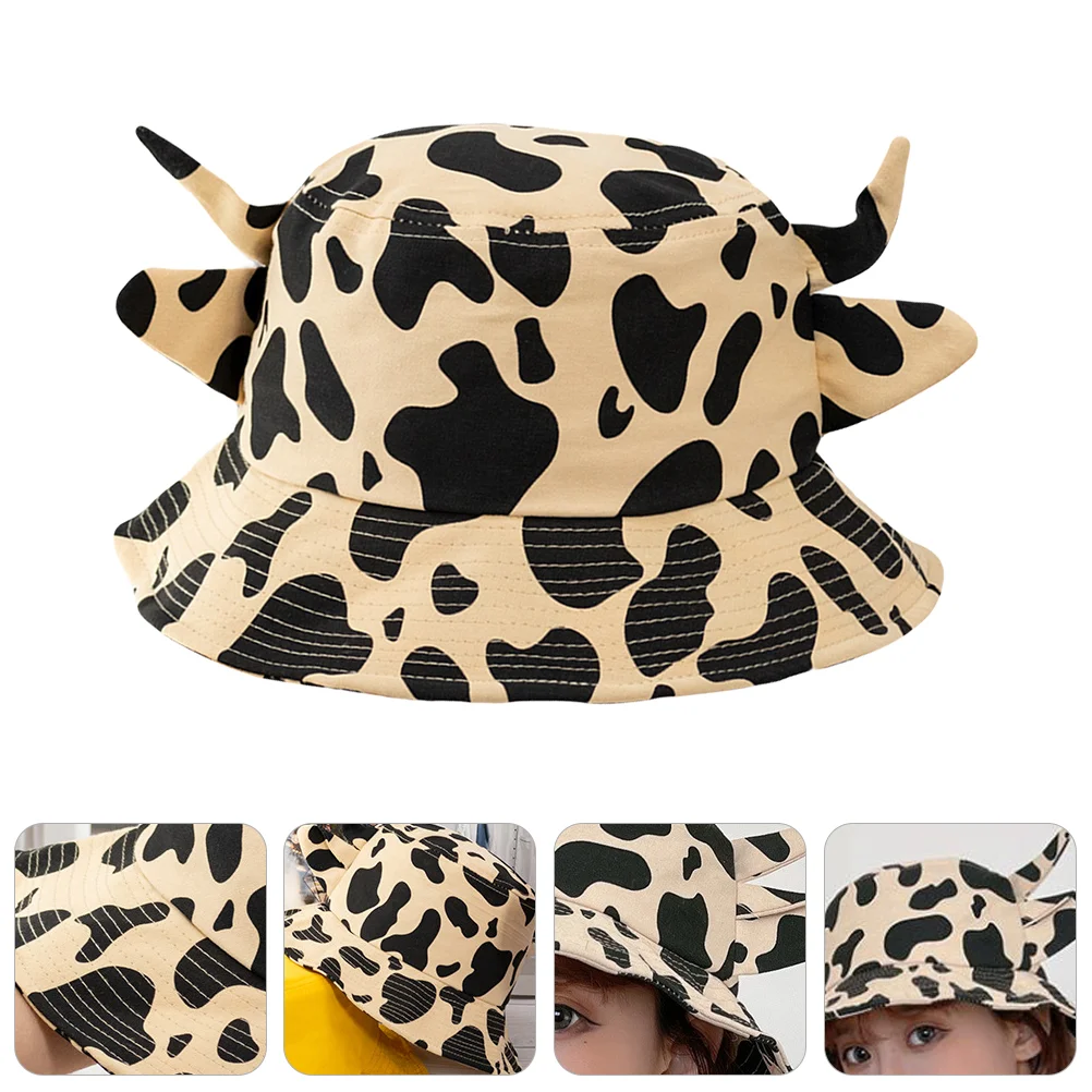 

1pc Sunshade Hat Anti-UV Cotton Bucket Hat Cow Prints Fisherman Hat for Women