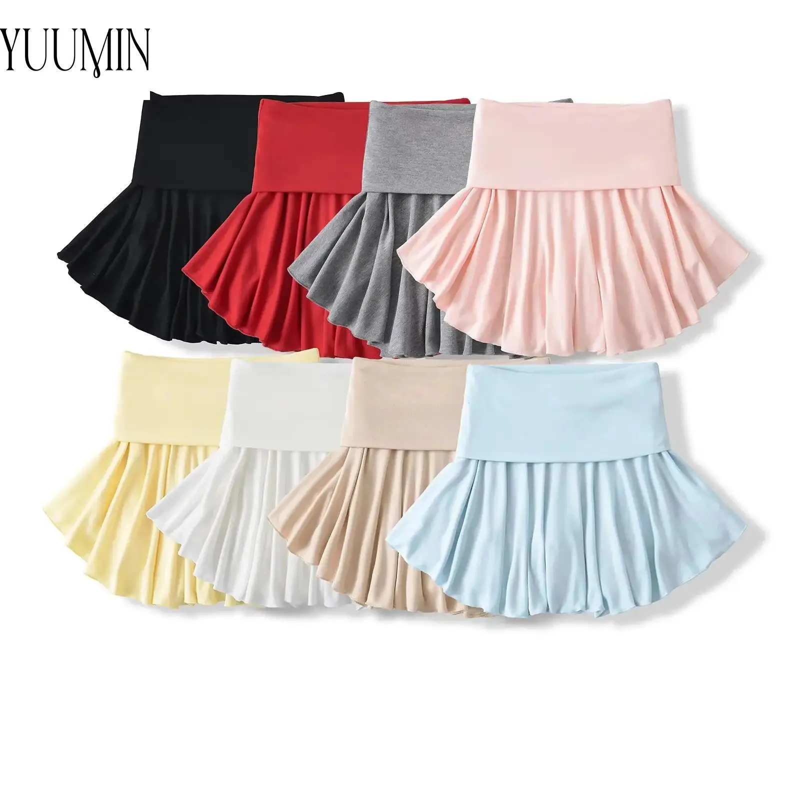 

Women's Fashion Ruffled Tennis Skirt Elastic Waistband Mini Skirts with Built-in Shorts for Outdoor Sports Yoga Running Jogging