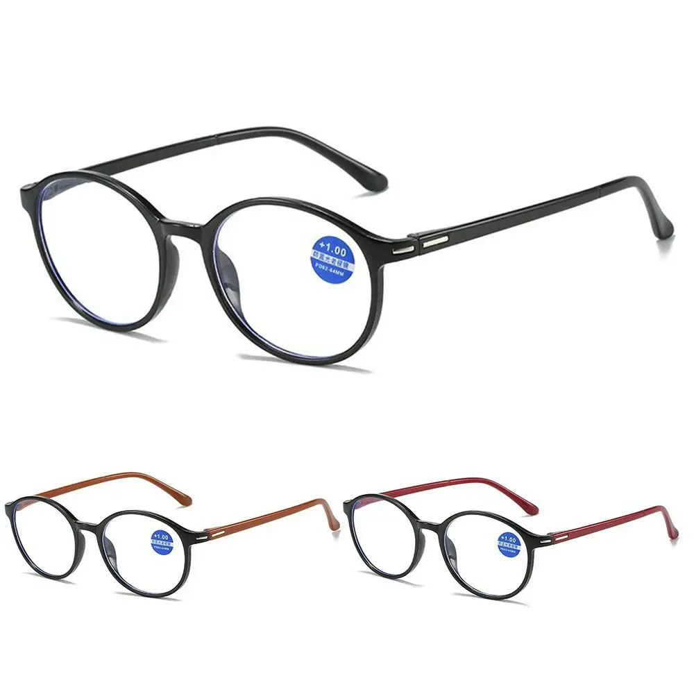 Retro Strength 1.0x ~ 4.0x Readers Presbyopia Eyeglasses Anti-blue Light Glasses Oval Frame Reading Glasses