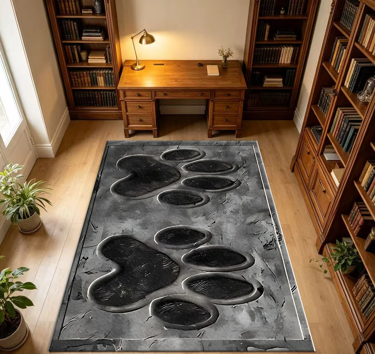 Cute Paw Print Pattern Area Rug Creative Animal Footprint Floor Carpet for Bedroom Living Room Home Interior Decoration