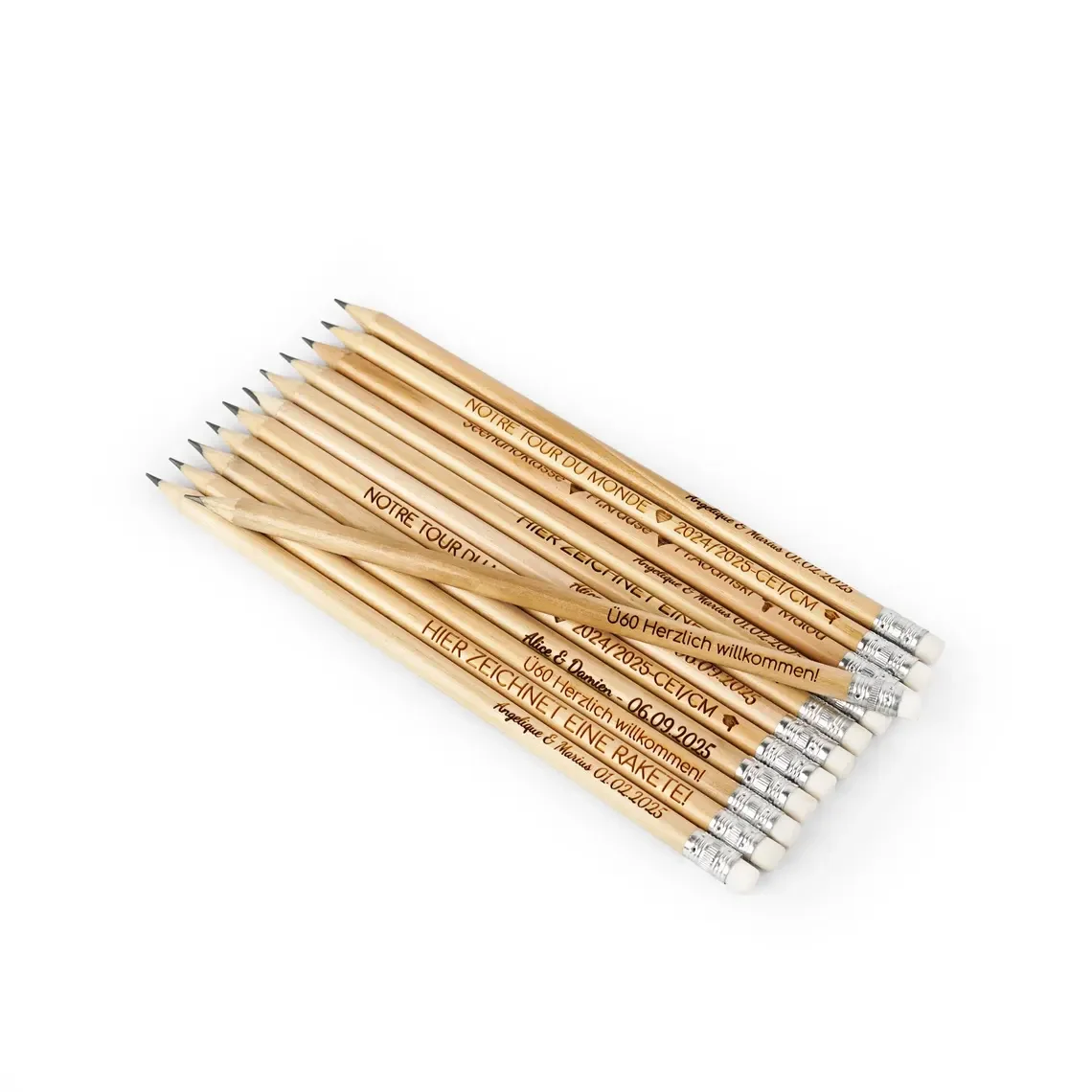 10 Stück Gravierte Holzstifte Personalisiertes Naturholzstift-Set Stifte mit Eigenem Text für Schule Büro Veranstaltungen Großpackung Hochzeitsgeschenke – Detail 3