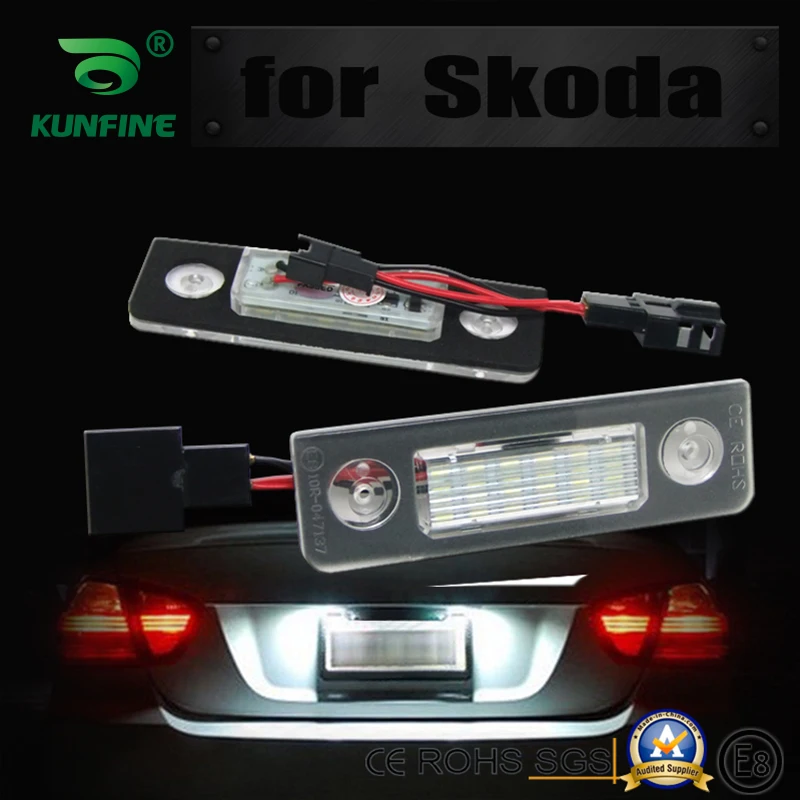 2PCS Car LED Number License Plate Light LED License Lamp For Skoda Octavia ll Facelift 2009-2012