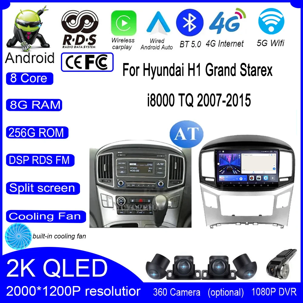 9 lnch For Hyundai H1 Grand Starex i8000 TQ 2007-2015 Android 14 Car Radio Multimedia Player GPS Navigaion Stereo Auto