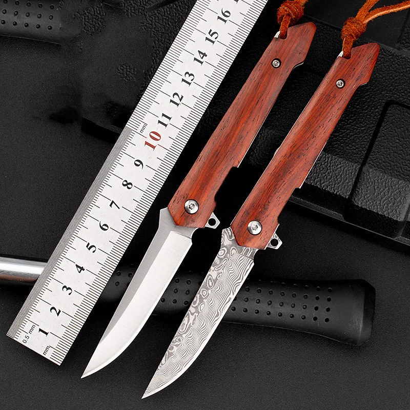 

Mini Kitchen Fruit Knife Damascus Steel Folding Knife Outdoor Survival Folding Knife Portable Camping Knives Cutter