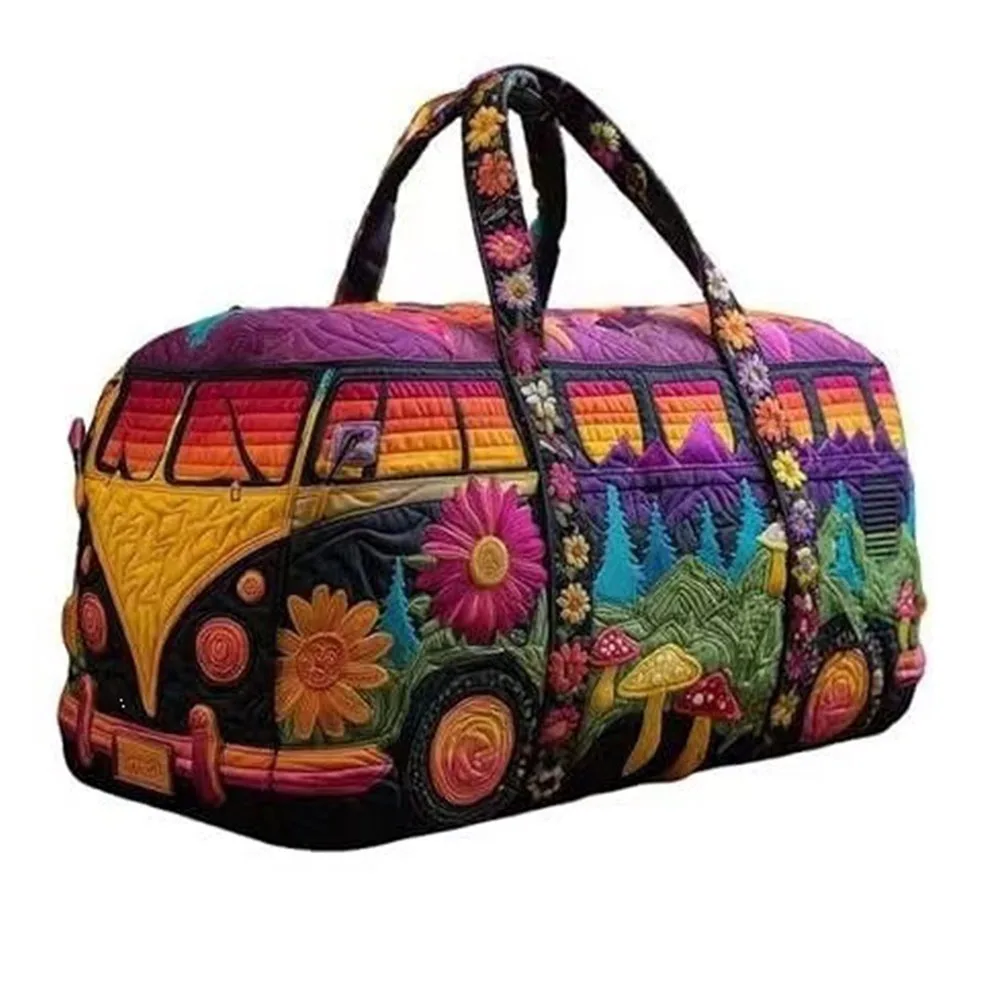 Durable 18x9x9cm Quilted Duffle Bag 3D Quilting Craft Large Capacity Fitness Short Bag Sports Gym Bag for Travel