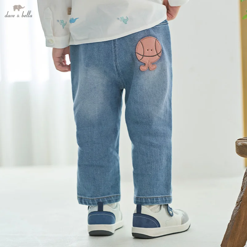 Dave Bella Spring Boys Loose Jeans Fashion Casual Children Boys Denim Pants Pocket Versatile Kids Boys Trousers DB1250059