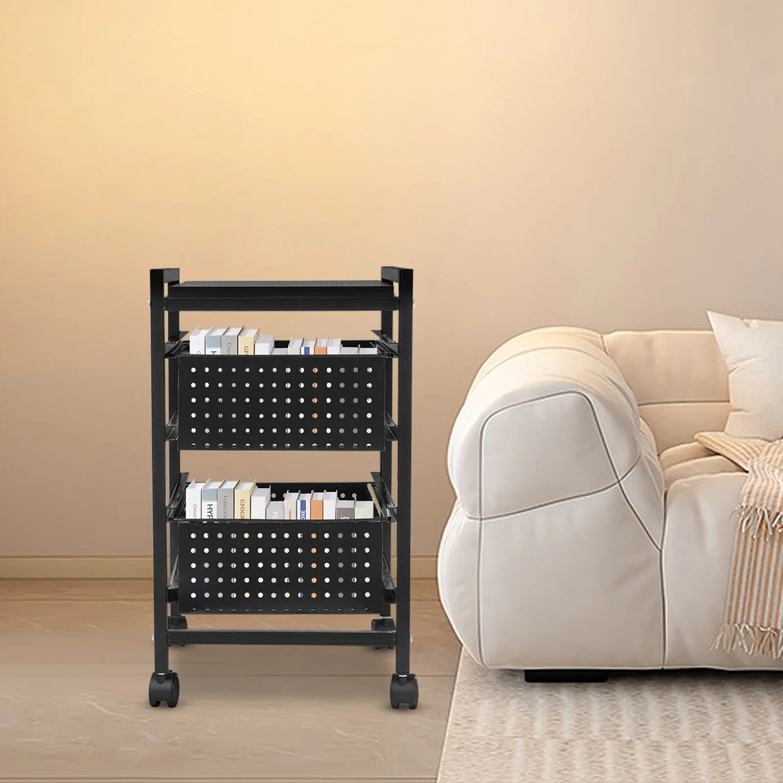 عربة درج تخزين الملفات المتنقلة على عجلات، منظم الملفات متعدد الأغراض للوازم المكتبية والمستندات والمزيد