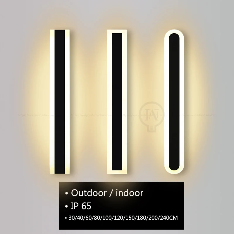 Imagem -02 - Moderno Impermeável Long Strip Led Lâmpada de Parede Ip65 Alumínio Wall Light Jardim Varanda Sconce 110v 220v Sconce Luminaire