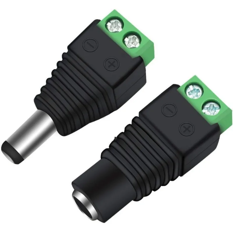 DC Power Connector Male and Female 5 Pairs of 5.5mm X 2.1mm 12V Power Socket Plug, Used for Closed-circuit Television Cameras