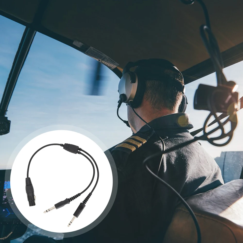 Airbus XLR auf GA Dual Plug 5-poliger Stecker auf Buchse Luftfahrt-Kopfhörerkabel Luftfahrt-Kopfhörerkabel Schwarz für Luftfahrt-Kommunikation