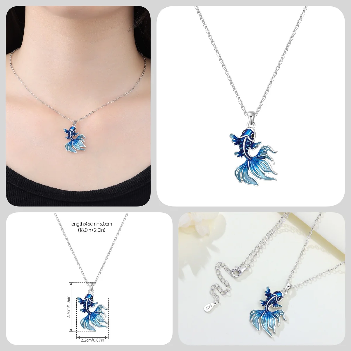 Orstarry S925 Sterling Silber Schmetterling-Blumen-Ohrringe und Halsketten-Set, Exquisites Herz-Hänge-Schmuckset für Damen, Party-Geschenk – Detail 33