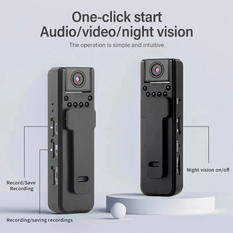 1080P portable mini camera with infrared night vision and security features