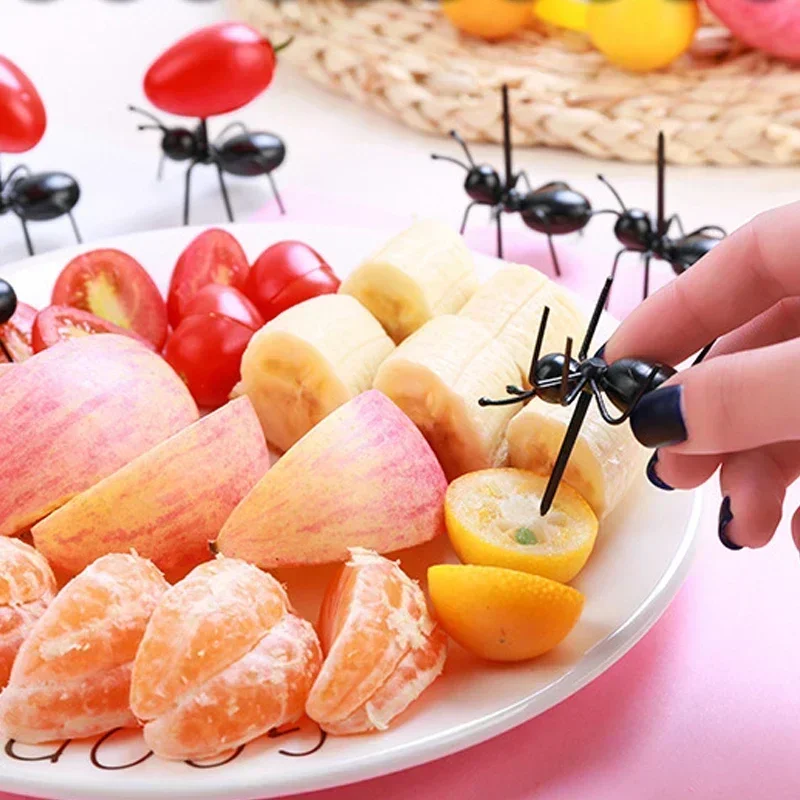 12Pcs Lunchbox Bento Accessories Kids Mini Ant Fruit Forks Lunch Box Dessert Reusable Food Picks Appetizer Toothpicks Accesorios