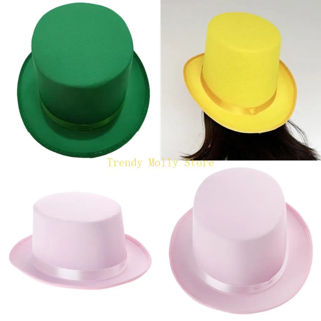 

N5KB Шляпа Трилби с плоским верхом для взрослых, элегантная маскарадная шляпа для вечеринки, джентльменов