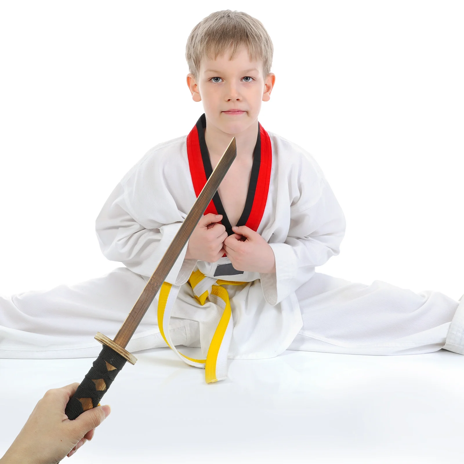 دعامة السيف الخشبي على الطراز الياباني سيف تدريب مقلد للأطفال في الهواء الطلق للعب في الفناء الخلفي بارك النشاط المدرسي الوالدين والطفل