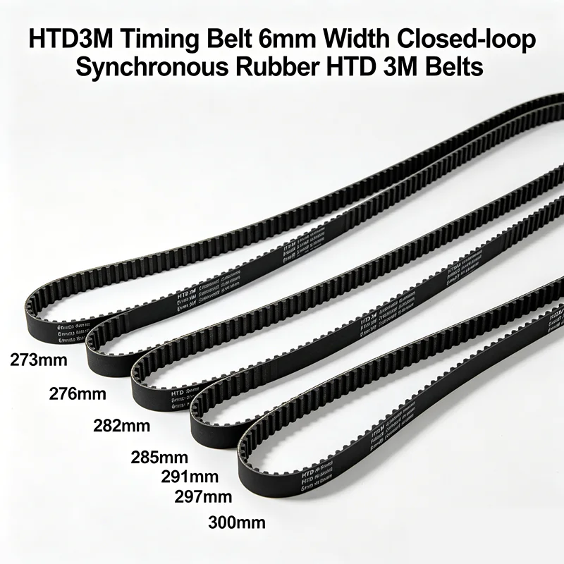 HTD3M Timing Belt 6mm Width Closed-loop Synchronous Rubber HTD 3M Belts 273 276 279 282 285 288 291 294 297 300 303mm Length