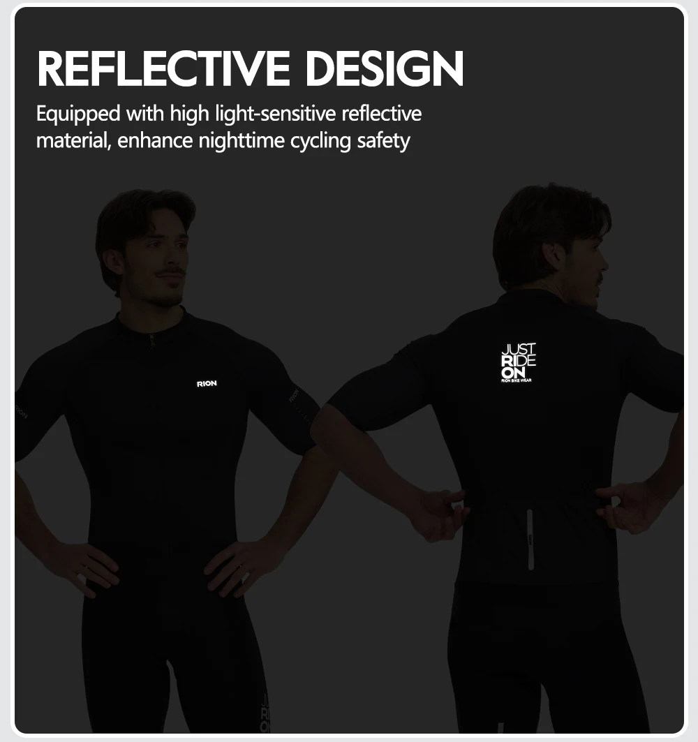 RION Herren Radsporttrikot MTB Mountainbike-Shirts UPF50+ Sonnenschutz Kurzarm Pro Fahrradbekleidung Straßenrenn-Oberteil Sommer – Detail 6