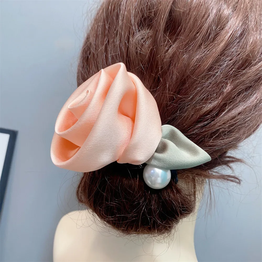 Fashion Large Colored Rose Hairpin Fabric Bow Knot Spring Butterfly Hair Clip Sweet Girl Women Korean Hair Accessories Headwear