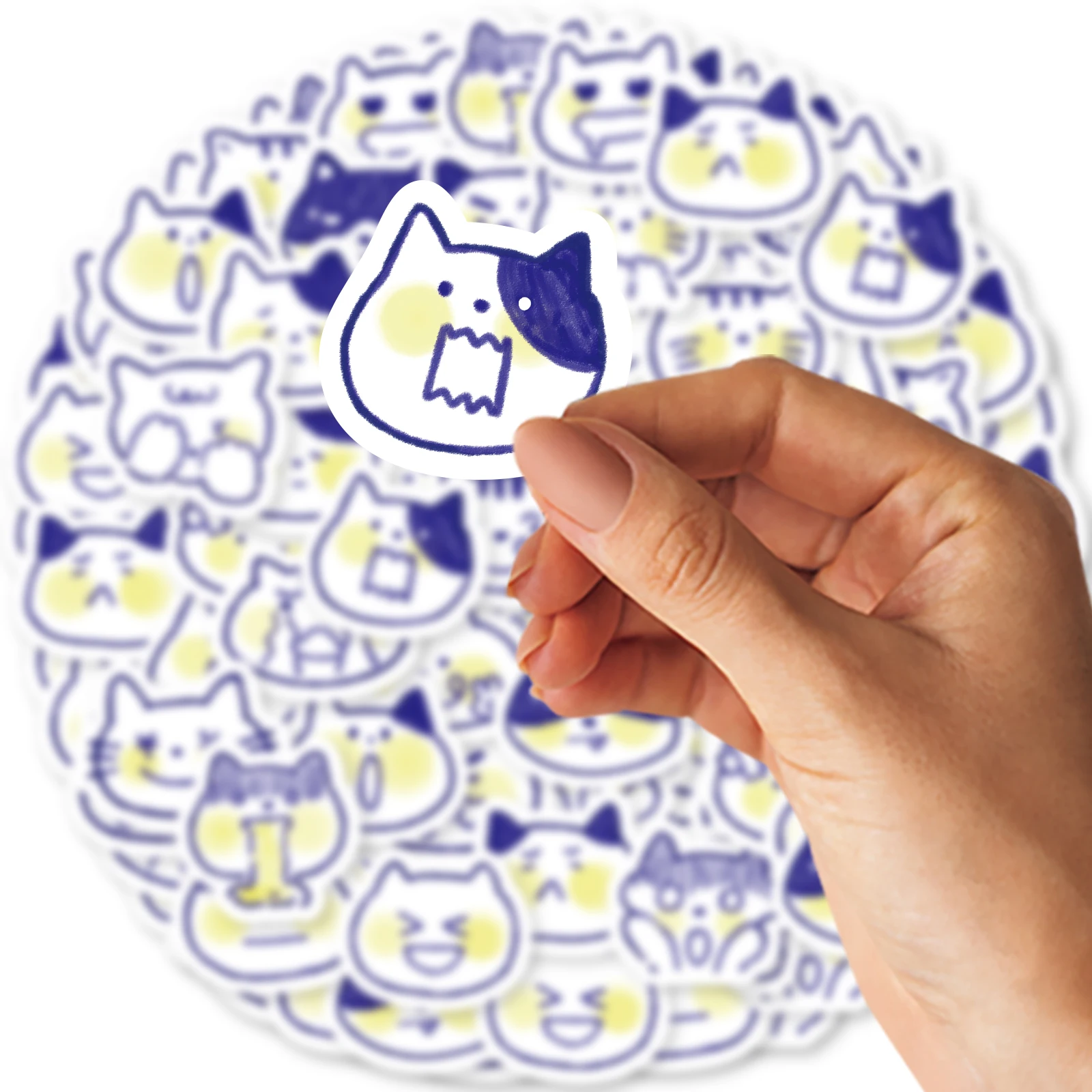 40pcs Cute Blue Cat Cartoon Graffiti Stickers Decorated Laptop Motorcycle Suitcase Classic Toy Scrapbook Waterproof PVC Decals