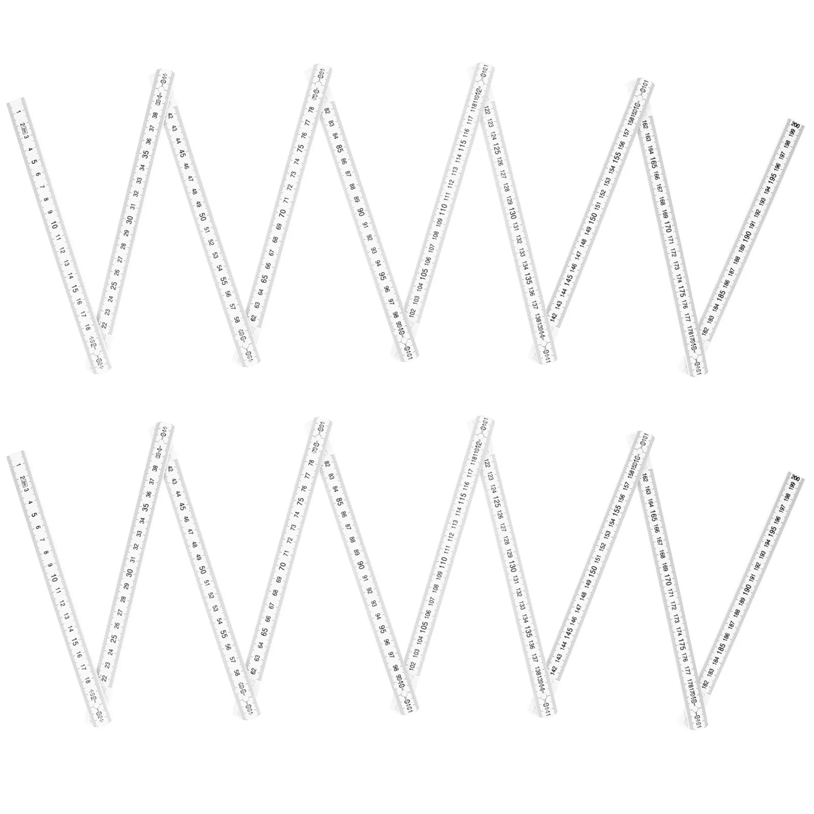 2Pcs Plastic Folding Ruler 2M Long Foldable Measuring Tool for Carpenters Engineers Woodworkers Home Use Smooth 90 Degree Lock