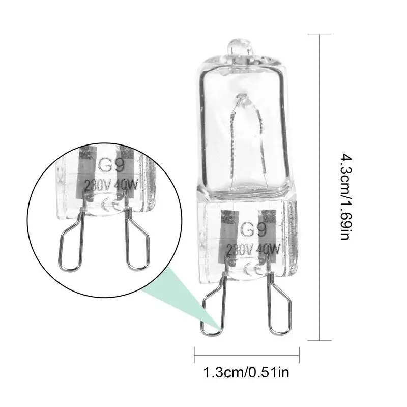 Lampu oven dapur G9, bohlam cahaya Steamer G9 suhu tinggi 40w 220 derajat untuk Dapur 1 buah 350 V