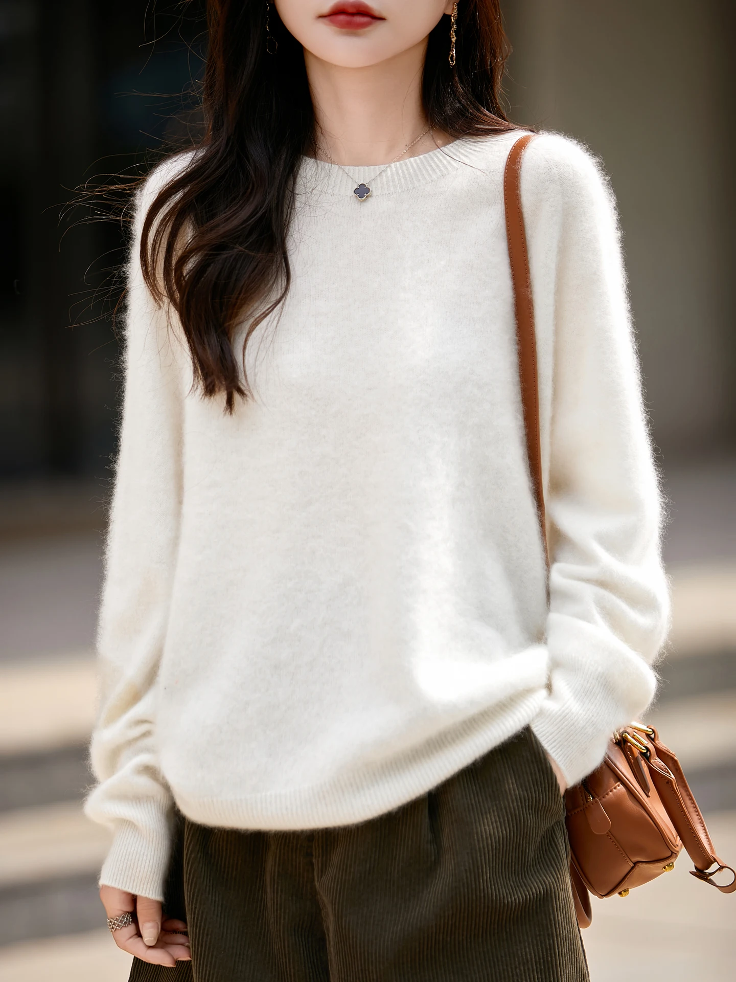 Light Luxury Autumn Winter Women Sweater Fashion Female 100% Merino Wool Knitted Pullover Cashmere Lady Long Sleeve Clothing Top