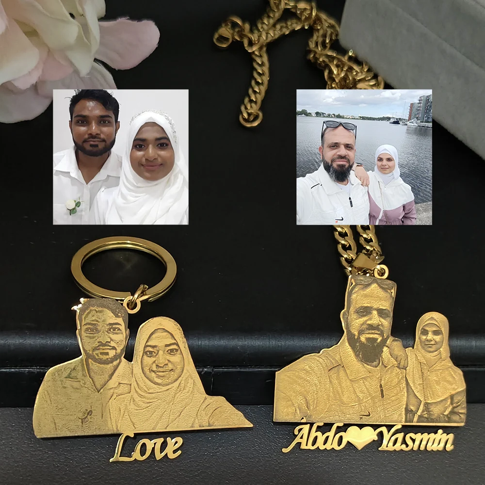 

Индивидуальное модное выгравированное фотопортретное ожерелье с именной табличкой из нержавеющей стали, персонализированное ожерелье для детей, ювелирные изделия, семейные подарки