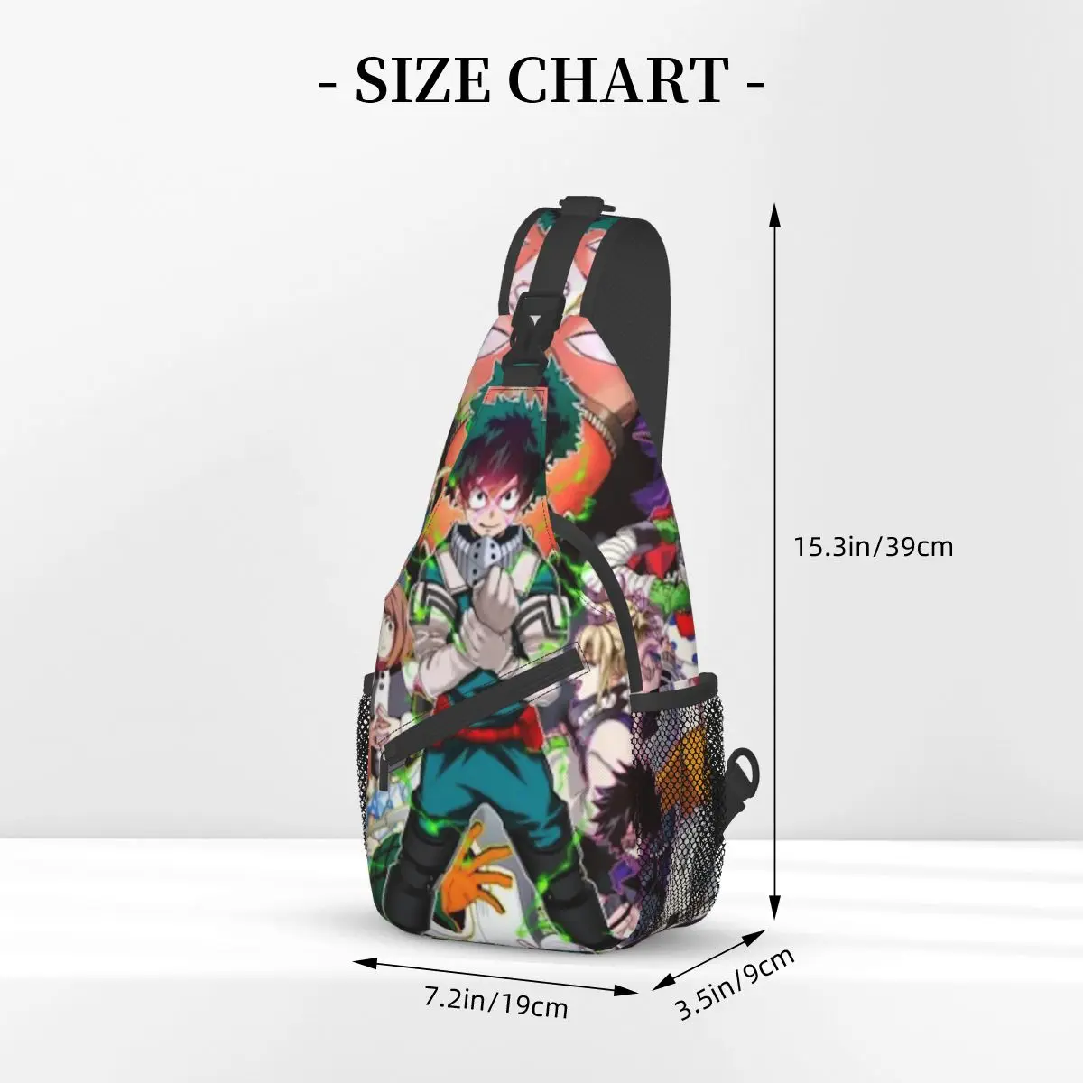 My Hero Academia Small Sling Bags Chest Crossbody Shoulder Backpack Travel Hiking Daypacks Manga Pattern Bag