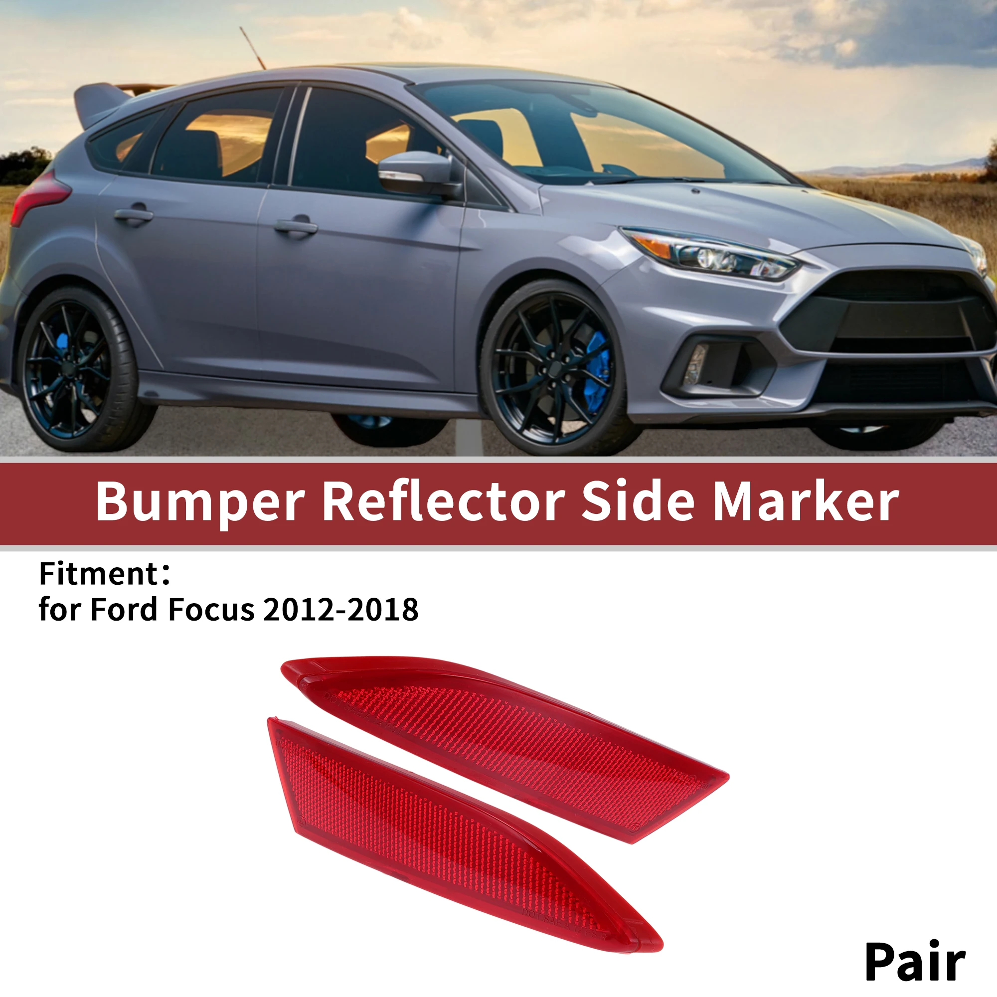 

X Autohaux 1 пара отражателей заднего левого и правого бампера No BM5Z13A565B/BM5Z13A565A Боковой маркер отражателя бампера для Ford Focus