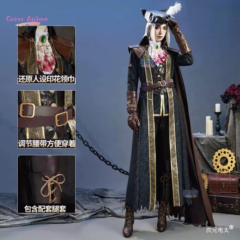 

Игра Bloodborne Lady Maria Astral Clocktower Hunter Косплей Костюм Униформа Хэллоуин Карнавал Вечеринка Рождественская игра Ролевая одежда