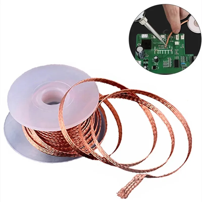 

1.5M Length 1.5/2/2.5/3/3.5mm Width Desoldering Braid Welding Solder Remover Wick Wire Lead Cord Flux BGA Repair Tool