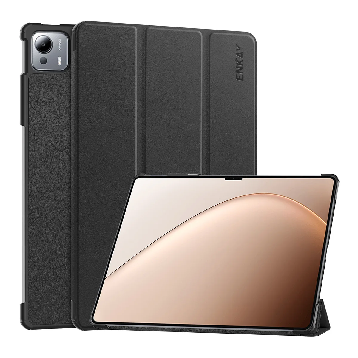 

For Xiaomi Pad 7 Ultra Trifold Stand Cover ENKAY HAT PRINCE PU Leather+PC Tablet Case with Auto Wake/Sleep - Black