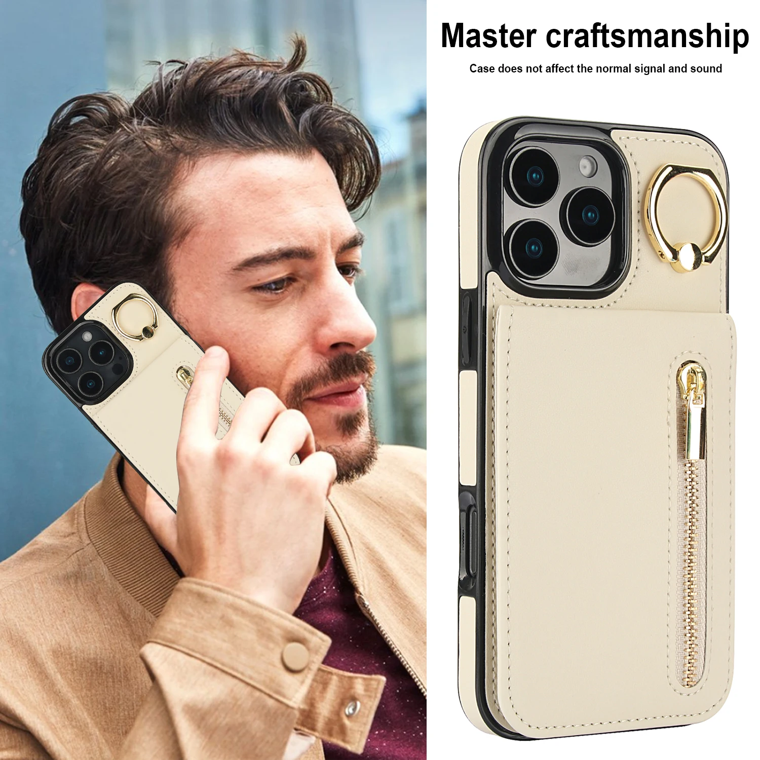 Shockproof Leather Card Holder Wallet Case For iPhone 16 Pro Max 15 14 13 12 11, Ring Flip Cards Pocket Kickstand Phone Cover