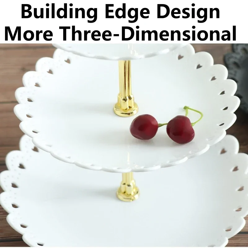 3 Tier Cake Tray Afternoon Tea Wedding Plates Party Tableware European Simply Style Creative Petal Fruit Tray Display Shelf