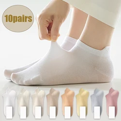 20 pezzi = 10 paia di calzini da donna estate di alta qualità comodo calzino Casual semplice tinta unita taglio basso cotone corto elastico Sox