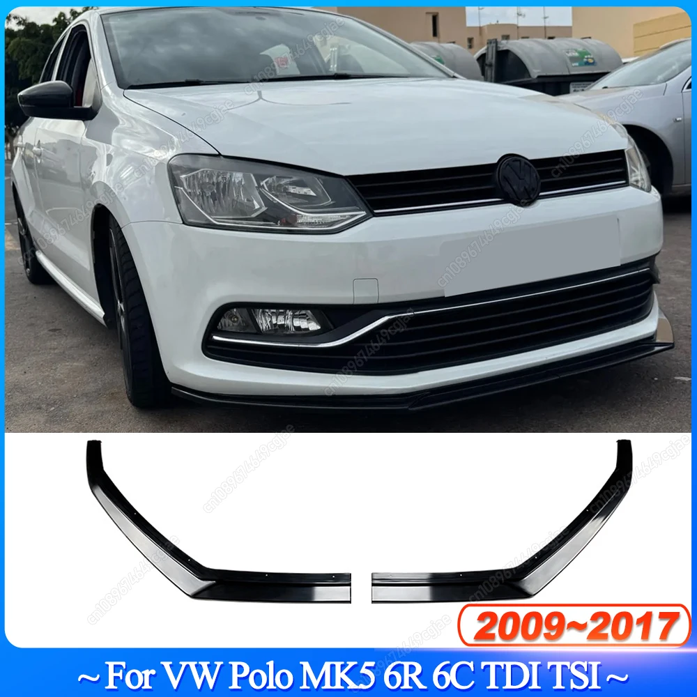 

Для VW Polo MK5 6R 6C TDI TSI 2009-2017 2 шт. автомобильный передний бампер, спойлер, сплиттер, диффузор, ABS, глянцевый черный Bodykit Tuning