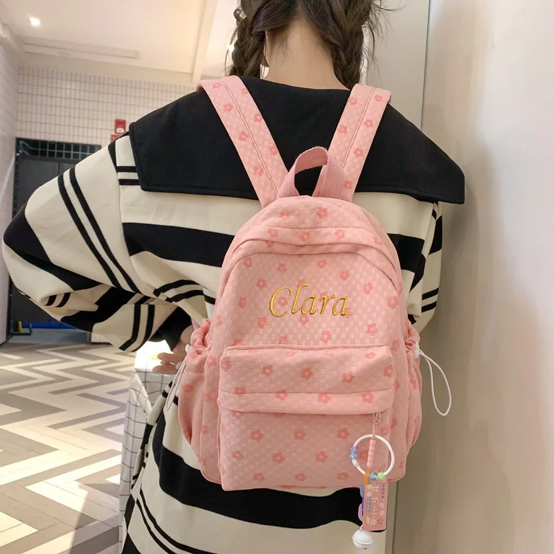 Personalized Name Student School Bag Women\'s Fashion Printed Backpack Large Capacity Outdoor Travel Backpack