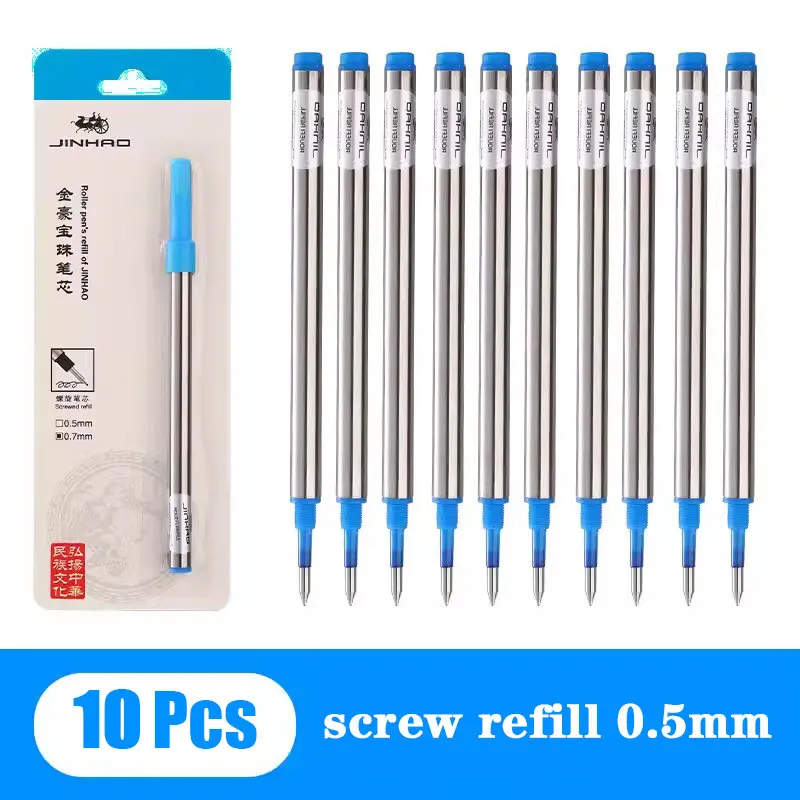 Jinhao Rollerball Pen screw refill 0.5mm 0.7mm Spiral Signature Replacement refill Blue ink