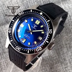 Tandorio Blue/Green/Black PT5000 NH35A 300M Automatic Men's Watch Ceramic Insert AR Sapphire Crystal Black Rubber Strap