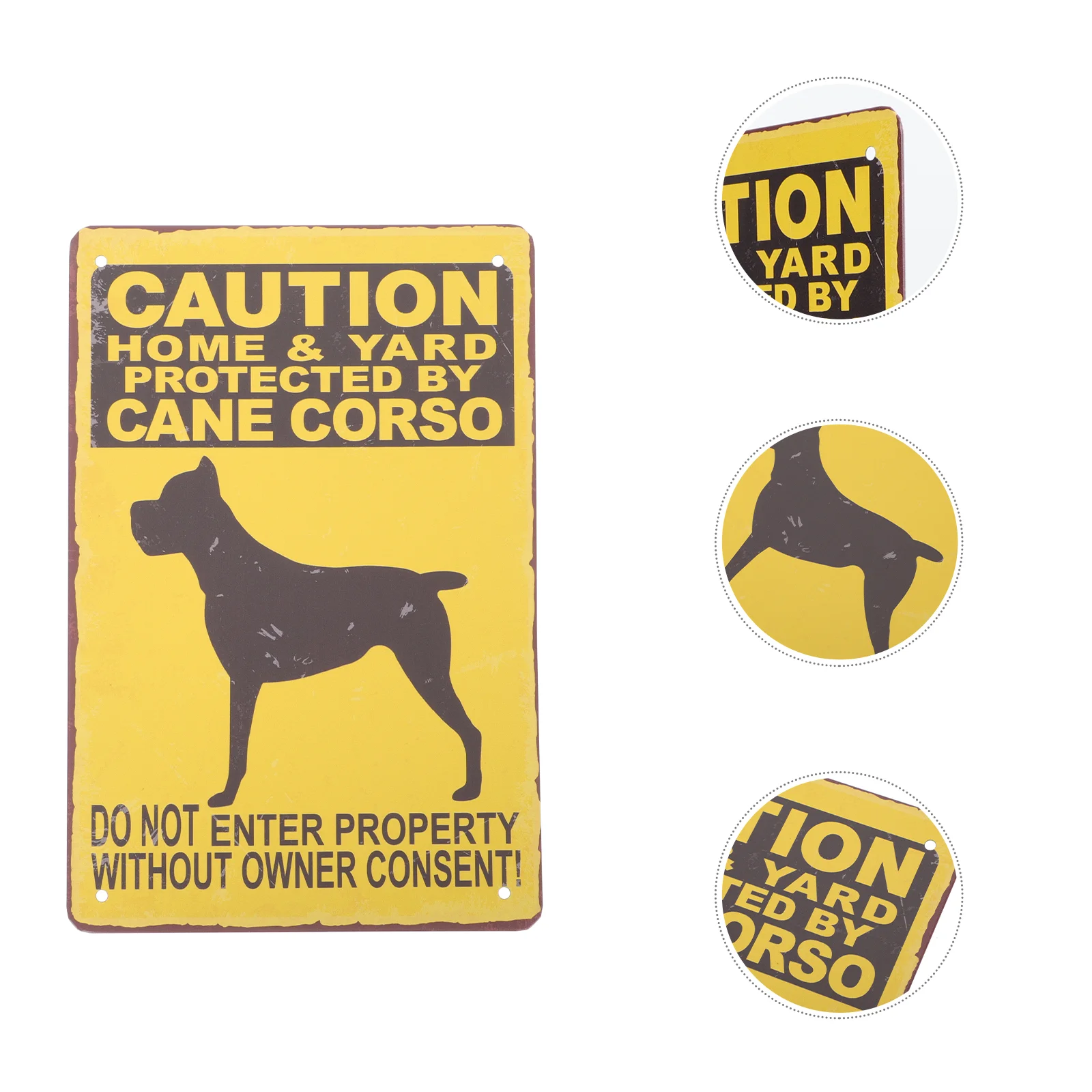 

2 PCS Lawn Garden Warning Sign German Shepherd Sticker Door Iron Vintage Posters Decor