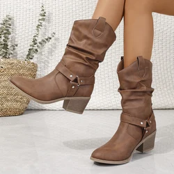 Women Cowboy Boots New Outdoor Western Shoes Women  Autumn Winter Lightweight Knight Boots Women Couple Large Size Comfort Shoes