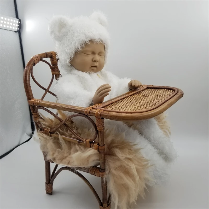 Newborn Photography Props Vintage Bamboo Baby Dining Chair Prop Basket Boy Photography Bed Newborn Photo Posing Prop Baby Crib